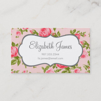 Cartão De Visita Girly Vintage Rosa Floral