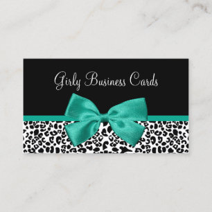 Cartão De Visita Giry Leopard Imprime Emerald Green Ribbon
