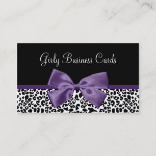 Cartão De Visita Giry Leopard Print Trendy Purple Ribbon