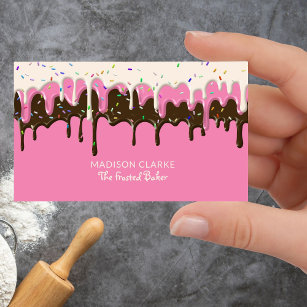 Cartão De Visita Glacé de rosquinha Sprinkles Baker Bakery Carro co