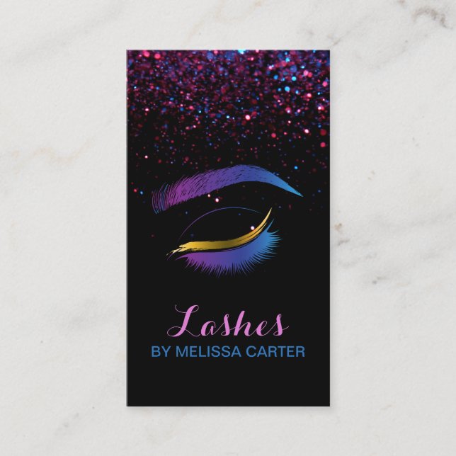 Cartão De Visita Glam Beauty Salon Makeup Artist Extensions (Frente)