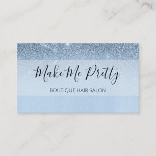 Cartão De Visita Glam Blue Chic Glitter Ombre Rosa Salon Girly
