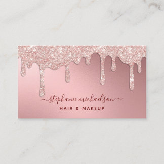 Cartão De Visita Glam Blush Pink Glitter Foil Belo Salão Beleza