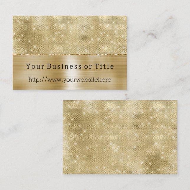 Cartão De Visita Glam Champagne Dourado Diamantes Glitzy (Frente/Verso)