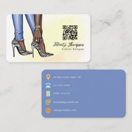 Cartão De Visita Glam Chic Zebra Fashion Código QR