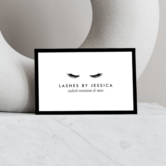 Cartão De Visita Glam Eyelashes Preto e Branco Clássicos (Criador carregado)