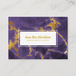 Cartão De Visita *~* Glam Gold Foil Chic Roxo Púrpura Marble Popula