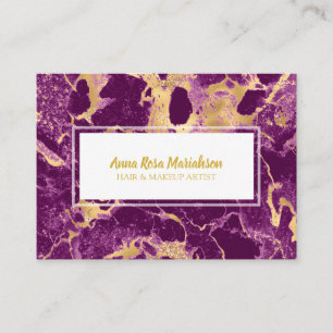 Cartão De Visita *~* Glam Gold Foil Purple Marble Popular Chic
