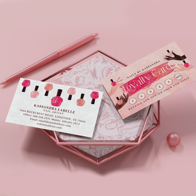 Cartão De Visita Glam Hands Nail Polonês Manicure Nail Salon Leyalt (Criador carregado)