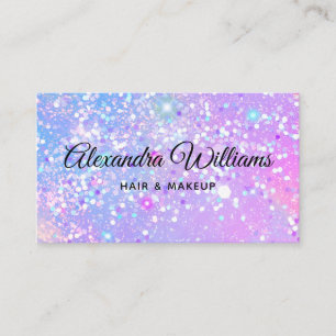 Cartão De Visita Glam Holographic Glitter Modern Trendy Purple