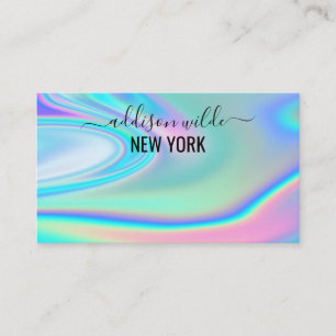Cartão De Visita Glam Iridescente de Luxo Roxo Holográfico