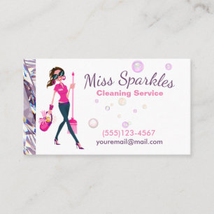 Cartão De Visita Glam Jewel Cartoon Maid House Clearing Services