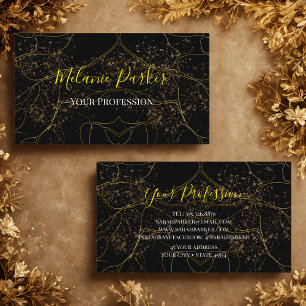Cartão De Visita Glam Modern Black Dourado Glitter