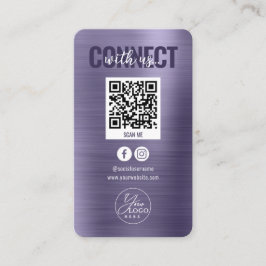 Cartão De Visita Glam Purple Connect with U Social Media QR Code