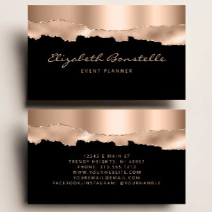 Cartão De Visita Glam Rosa Gold Foil Black Luxury