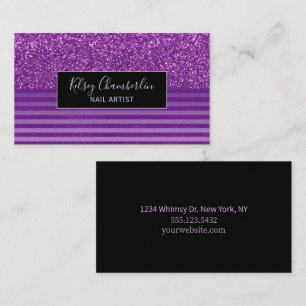 Cartão De Visita Glam Sparkle Glitter Strike Roxo