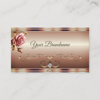 Cartão De Visita Glamor de Vintagem Rosa Gradiente de Ombre Dourado