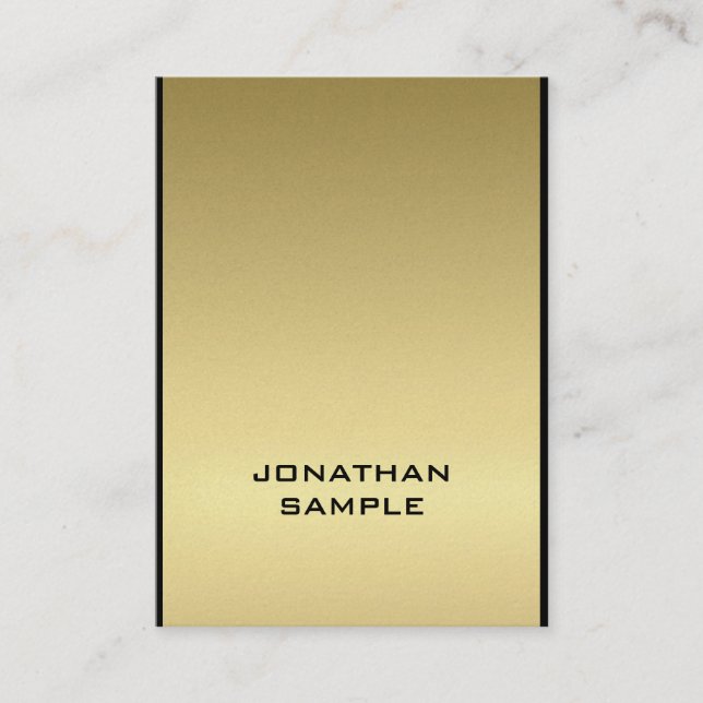 Cartão De Visita Glamor Moderno Elegante negro Dourado (Frente)