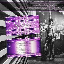 Glamor Roxo Glitter Estrelas Monograma