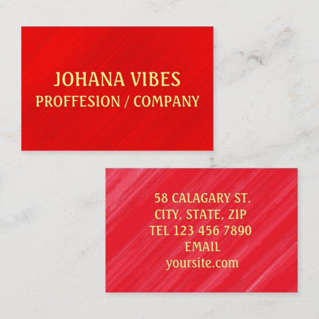 Cartão De Visita Glamor Vermelho Elegante Moderno (Frente/Verso)