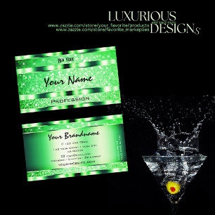 Cartão De Visita Glamorosa Emerald Green Glitter Sparkle Stars Chic