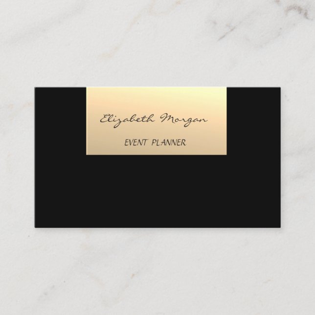 Cartão De Visita Glamorosa moderna elegante,Faux Dourado,Preto (Frente)