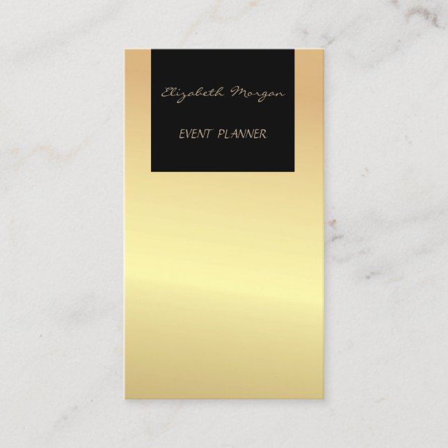 Cartão De Visita Glamorosa moderna elegante,Faux Dourado,Preto (Frente)