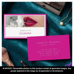 Cartão De Visita Glamoroso Artista de Maquiagem Profissional Fuchsi