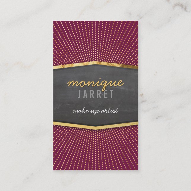 Cartão De Visita GLAMOROSO de folha de ouro arte deso sunburst maro (Frente)