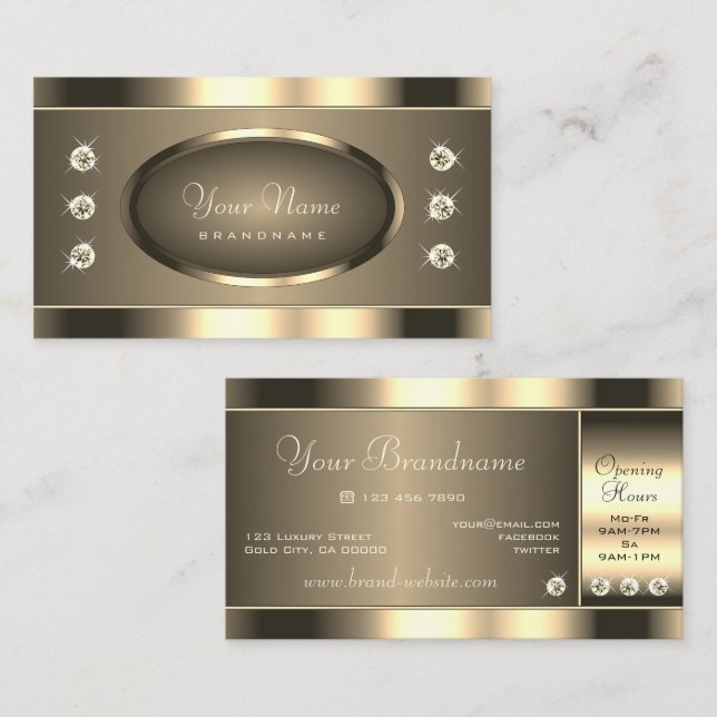 Cartão De Visita Glamoroso Dourado com Diamantes Estimulantes Lumin (Frente/Verso)