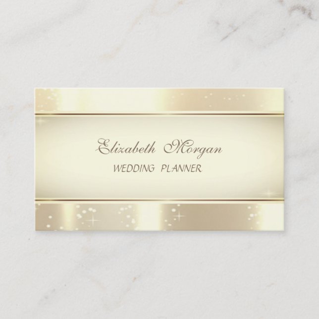 Cartão De Visita Glamorouse Moderno Elegante, Faux Dourado, Bokeh (Frente)
