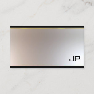Cartão De Visita Glamour Monograma Atraente Dourado Prata Chic Simp