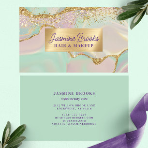 Cartão De Visita Glamour Roxo e Dourado Menta
