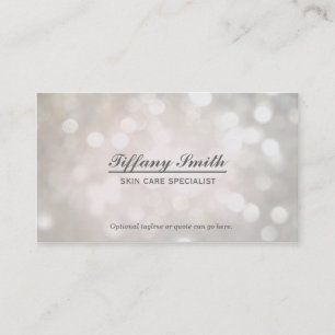 Cartão de Visita Glamouroso Brilho Branco Bokeh Ch