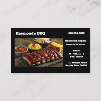 Cartão De Visita Glazed barbecued ribs with side dishes