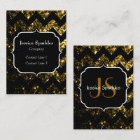 Glitter amarelo-escuro brilha Chevron Monograma