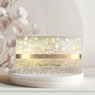 Cartão De Visita Glitter Bokeh Dourado, Lotus Flower Yoga
