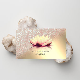 Cartão De Visita Glitter Bokeh Ombre Lotus, Dourado Elegante Modern