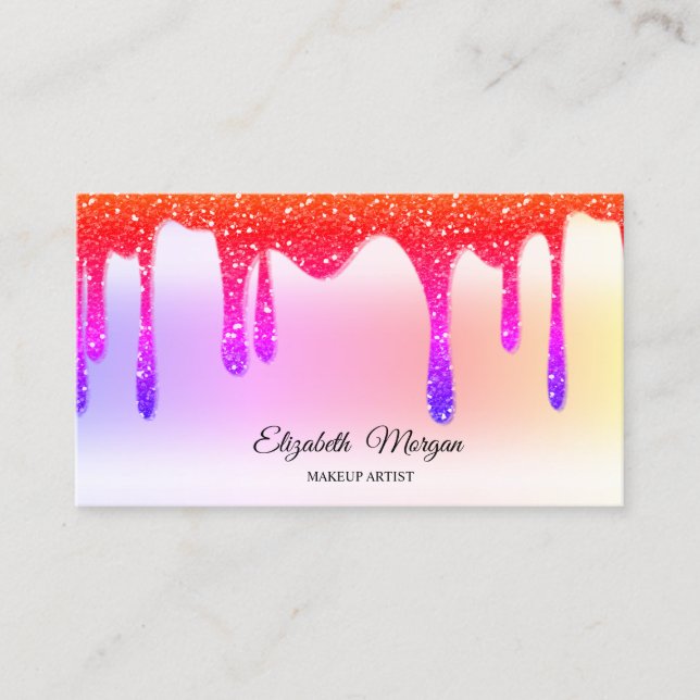Cartão De Visita Glitter Coloca O Ombre Profissional Elegante (Frente)