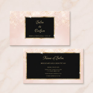 Cartão De Visita Glitter Cor-de-rosa - Grelha Elegante Preto e Salã