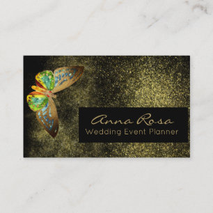 Cartão De Visita *~* Glitter De Água Brilhante Borboleta Dourada D