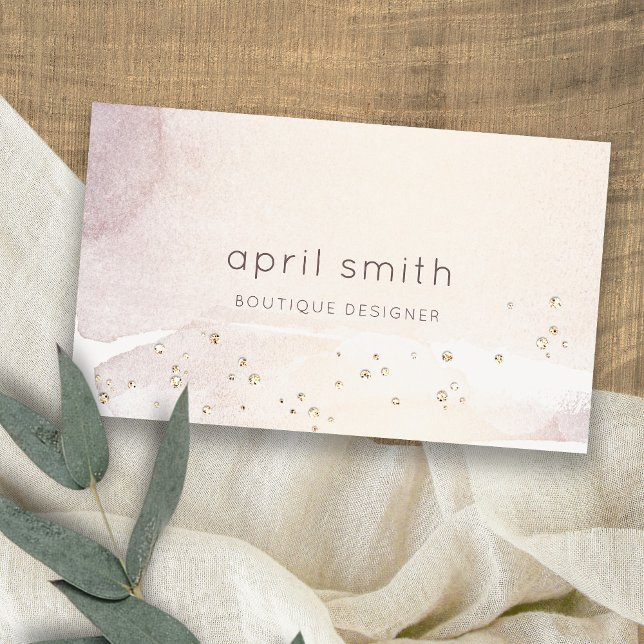 Cartão De Visita Glitter de Aquarela Dourada com Abstrato de Elegan (Criador carregado)