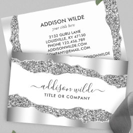 Cartão De Visita Glitter Diamantes de Prata Professional