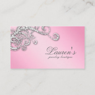Cartão de visita Glitter Diamantes Rosa de Grelha