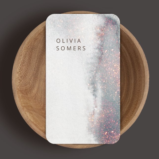 Cartão De Visita Glitter Dourado de Rosa de Aquarela Moderna (Criador carregado)