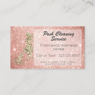 Cartão De Visita Glitter Dourado de Rosa de Serviço de Limpeza + M