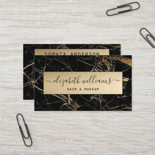 Cartão De Visita Glitter Dourado Moderno Elegante e Agato de Mármo