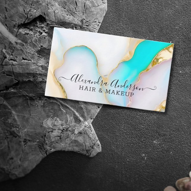 Cartão De Visita Glitter Dourado Opal Elegante (Elegant Opal Gold Glitter Business Card)