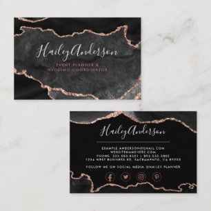 Cartão De Visita Glitter Dourado preto e Rosa