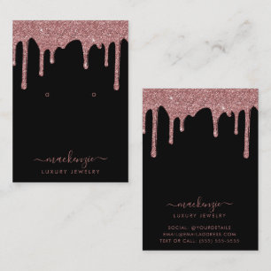 Cartão De Visita Glitter Dourado Rosa preto